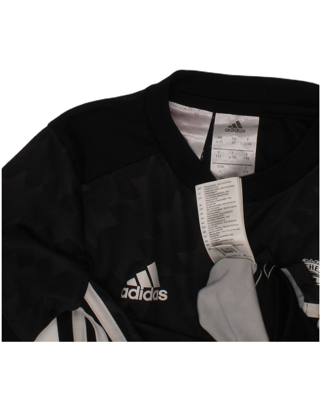 ADIDAS Boys Manchester United Grafisk T-Shirt Top 4-5 år Sort