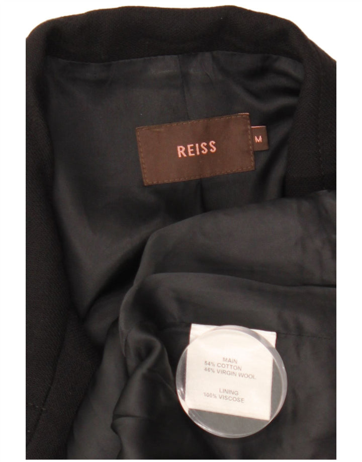 Reiss Dame Loose Fit Overfrakke UK 14 Medium Sort Bomuld