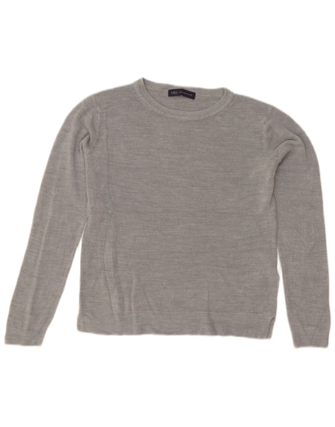 Marks & Spencer Dame Crop Crew Neck Jumper Sweater UK 10 Small Grey