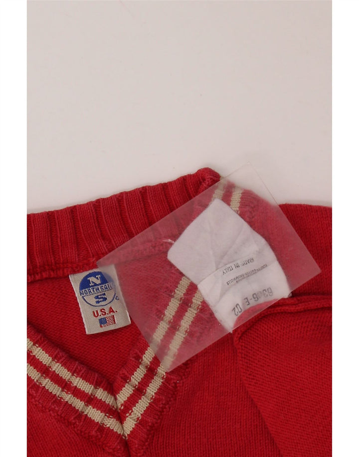 NORTH SAILS Dame Oversized V-hals sweater UK 10 Lille rød bomuld