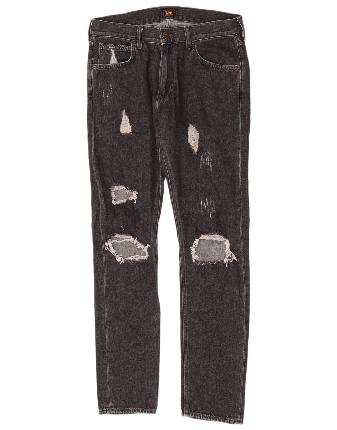 Lee Mens Distressed Slim Jeans W31 L32 Grå Bomuld