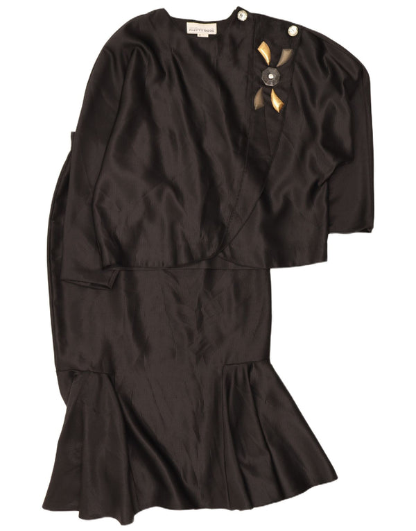 Vintage Kvinders Oversized 2-delt nederdel Sæt IT 46 Large W28 Black Pinstripe