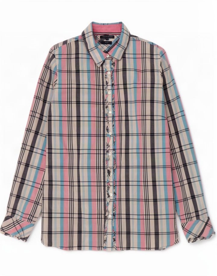 Tommy Hilfiger dameskjorte US 12 Stor flerfarvet plaid bomuld