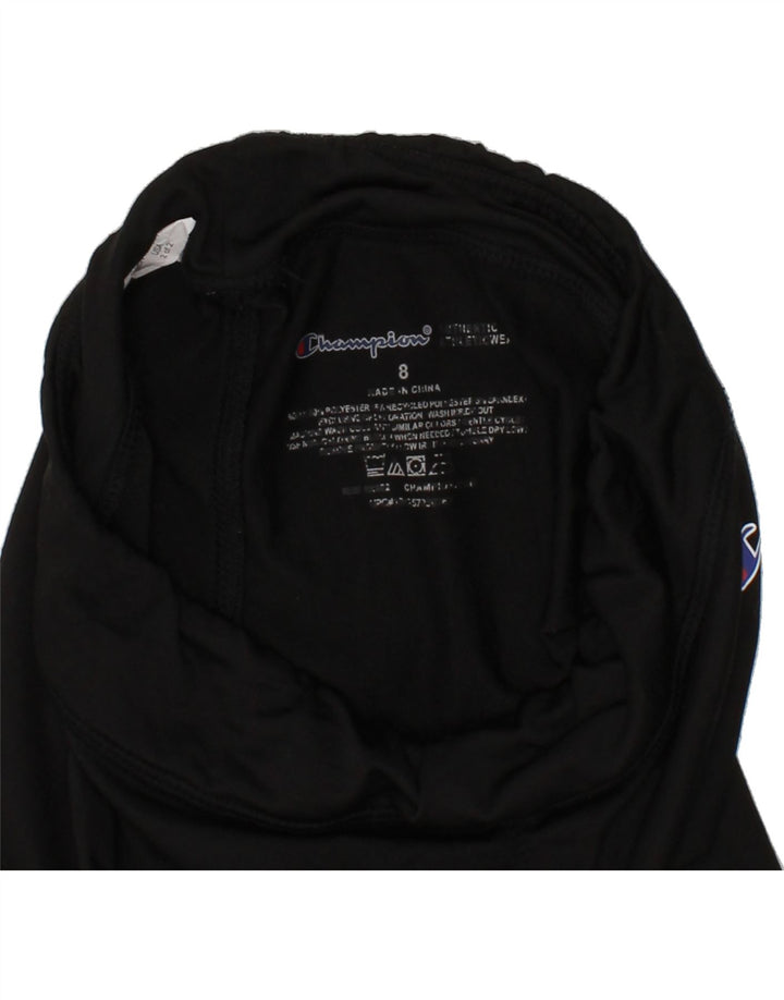 CHAMPION Girls Graphic Leggings 7-8 Years Black Polyester Vintage Champion and Second-Hand Champion from Messina Hembry 