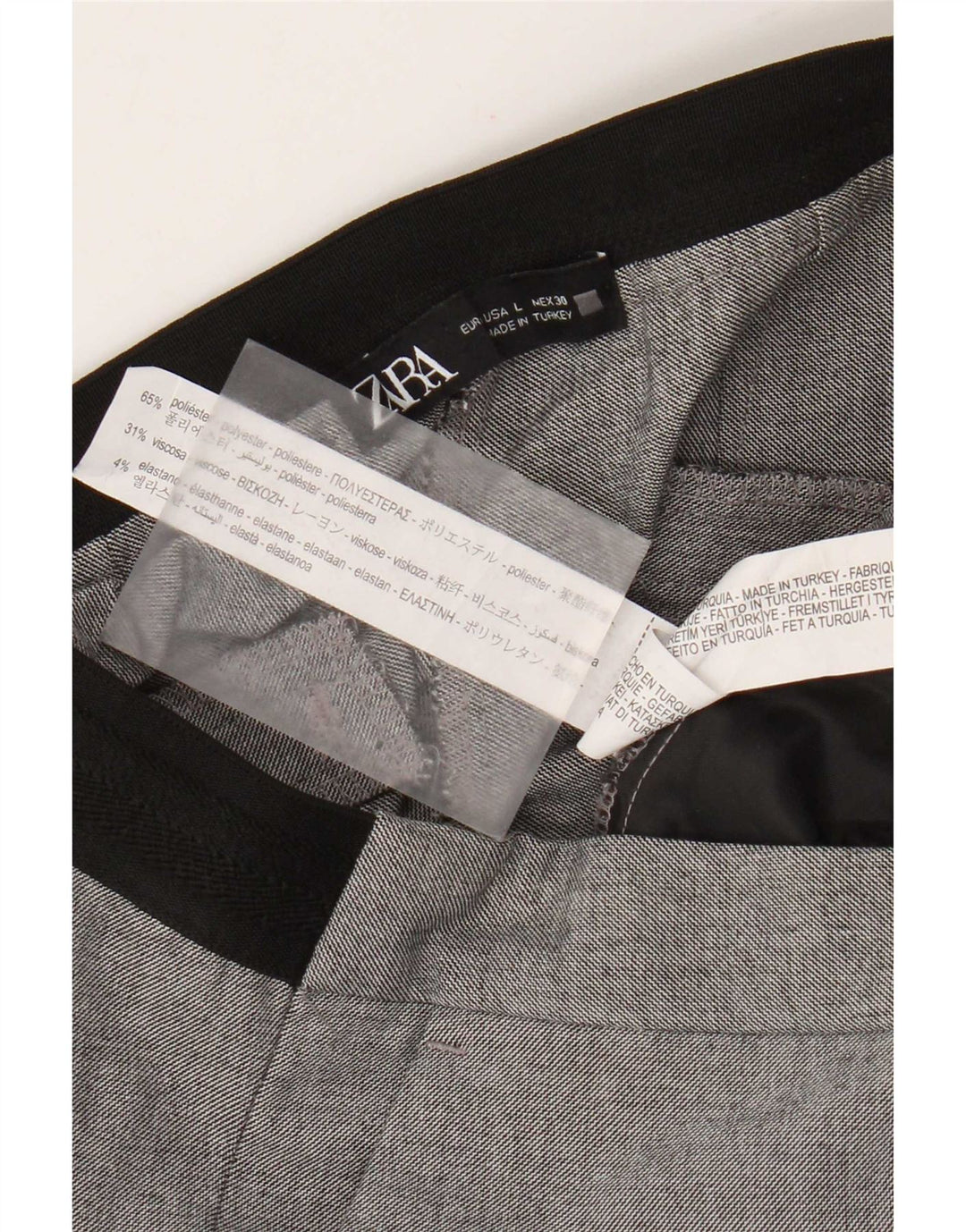 Zara Slim Chino Bukser Large W30 L27 Grå Colourblock Polyester