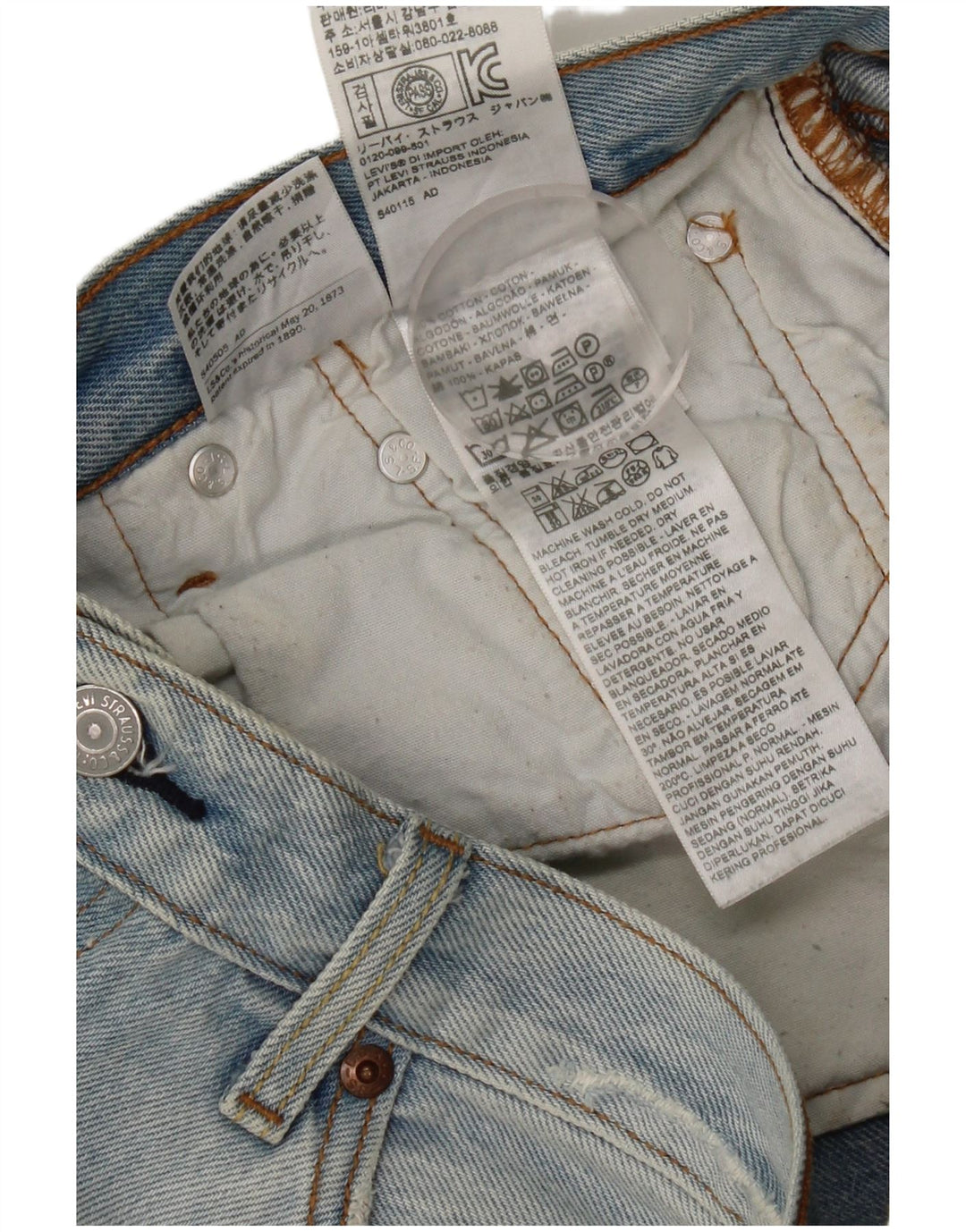 Levi's Herre 501 Distressed Straight Jeans W27 L27 Blå Bomuld