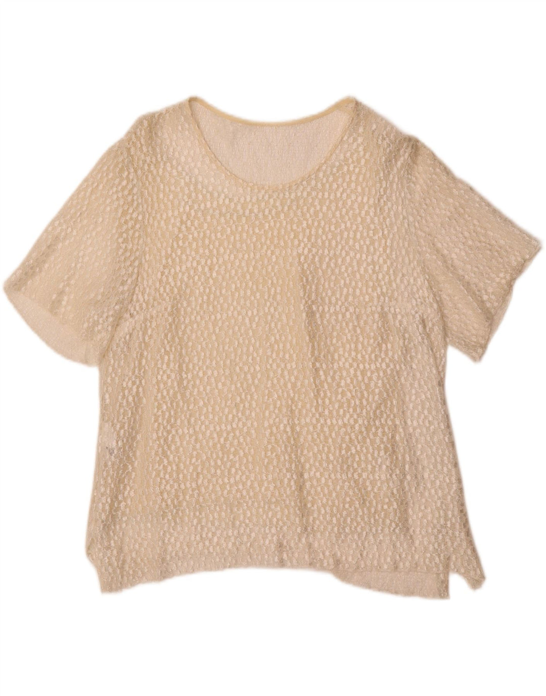 VINTAGE Womens See Through Blouse Top UK 18 XL Off White Viscose Vintage Vintage and Second-Hand Vintage from Messina Hembry 