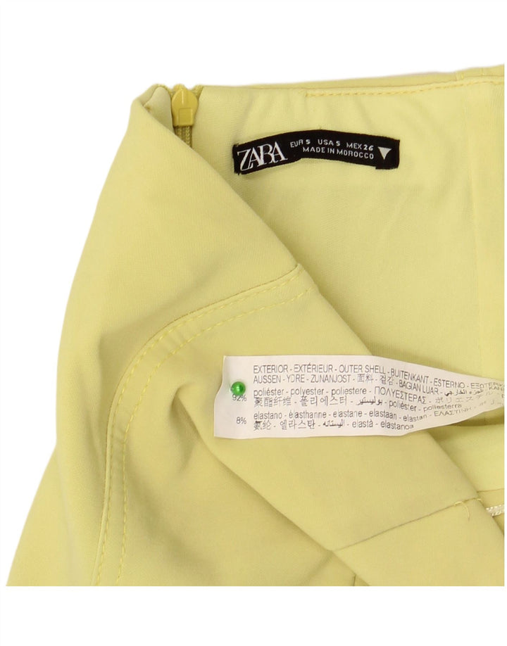 Zara Dame Stropløs Kjole UK 8 Lille Gul Polyester