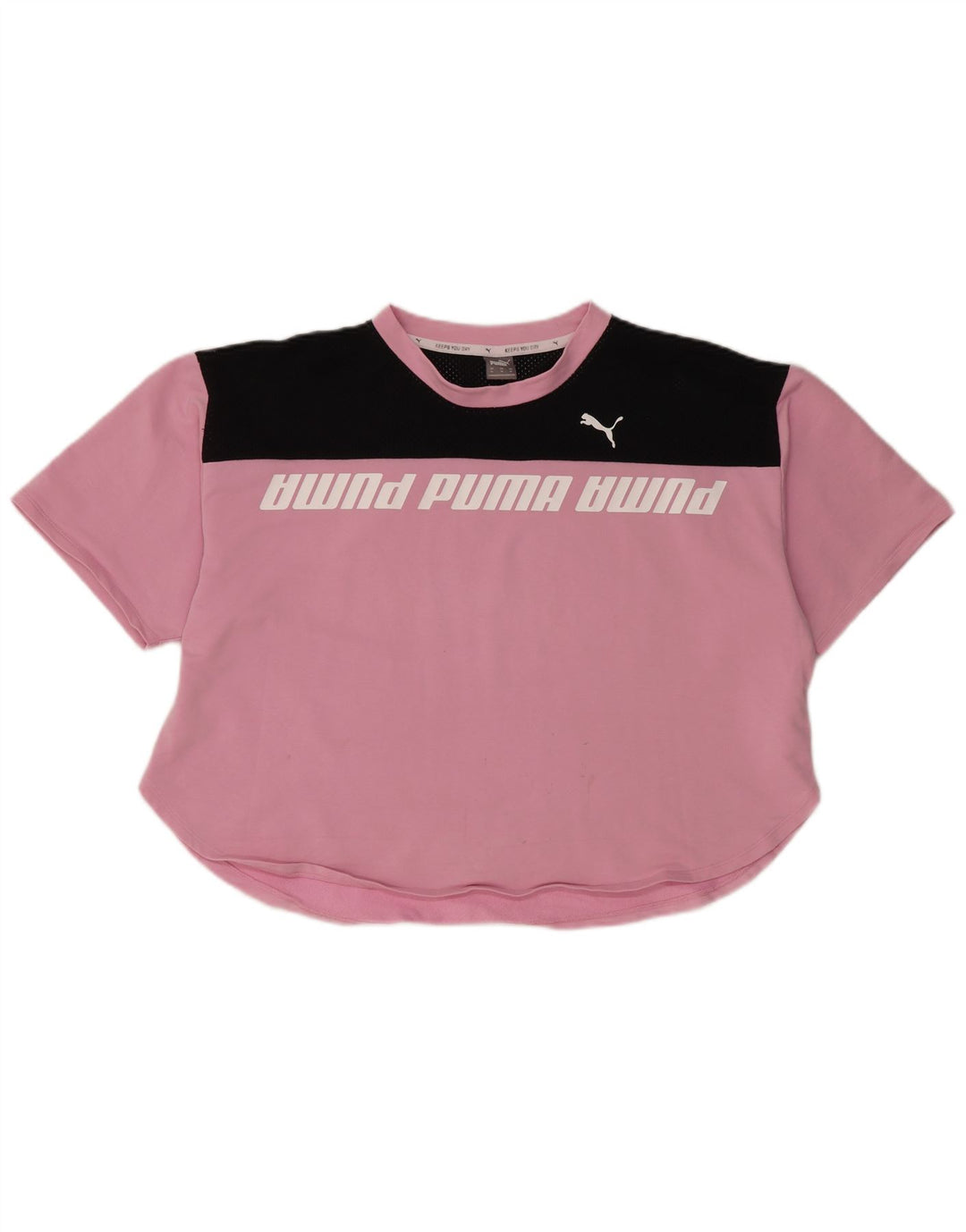 PUMA Grafisk T-shirt top til kvinder UK 18 XL Pink Colourblock Bomuld