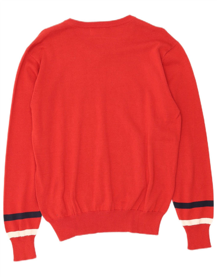 KAPPA Mens V-Neck Jumper Sweater Medium Red Cotton