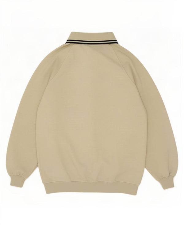 Vintage Polo-hals sweatshirt til mænd Medium Beige Bomuld