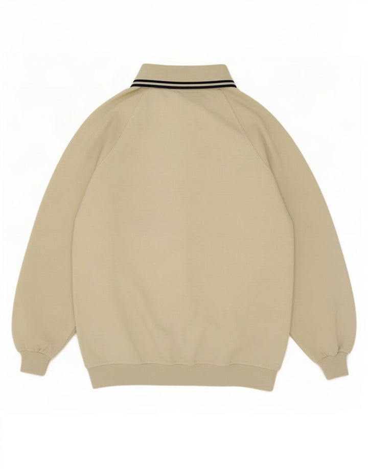 Vintage Polo-hals sweatshirt til mænd Medium Beige Bomuld