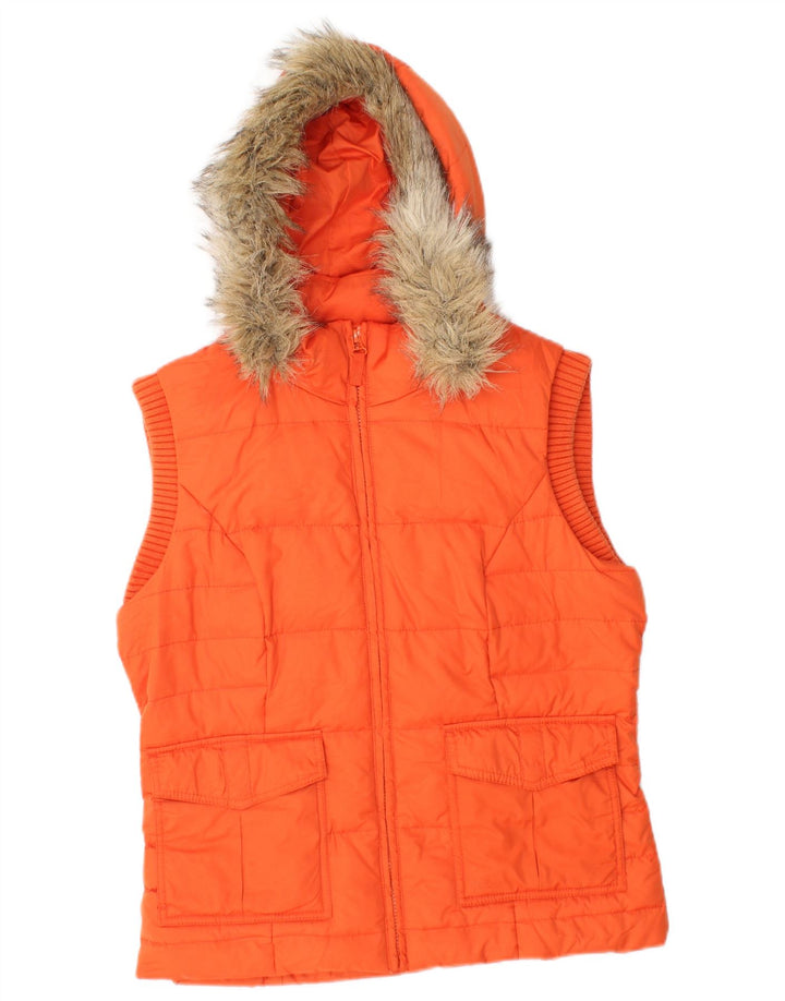 S.OLIVER Dame Hætte Polstret Gilet UK 14 Medium Orange Polyester