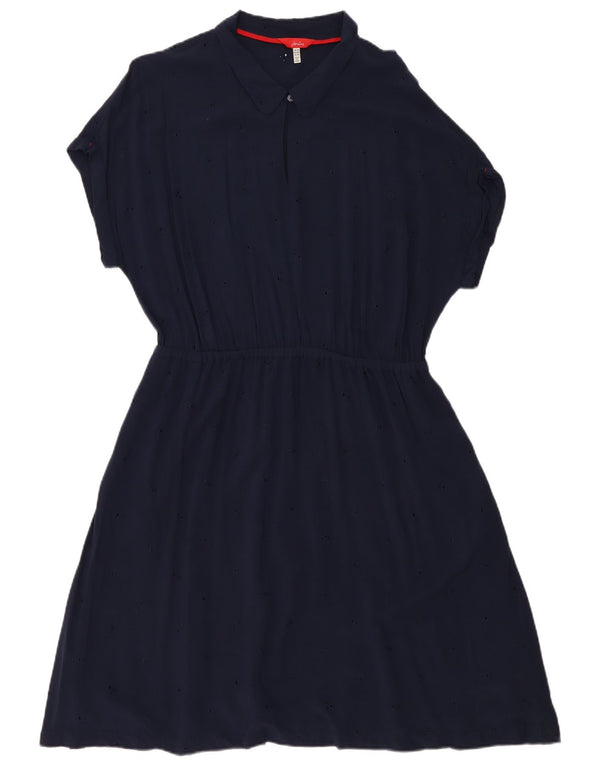 Joules Dame A-Line Kjole UK 18 XL Navy Blue Viscose
