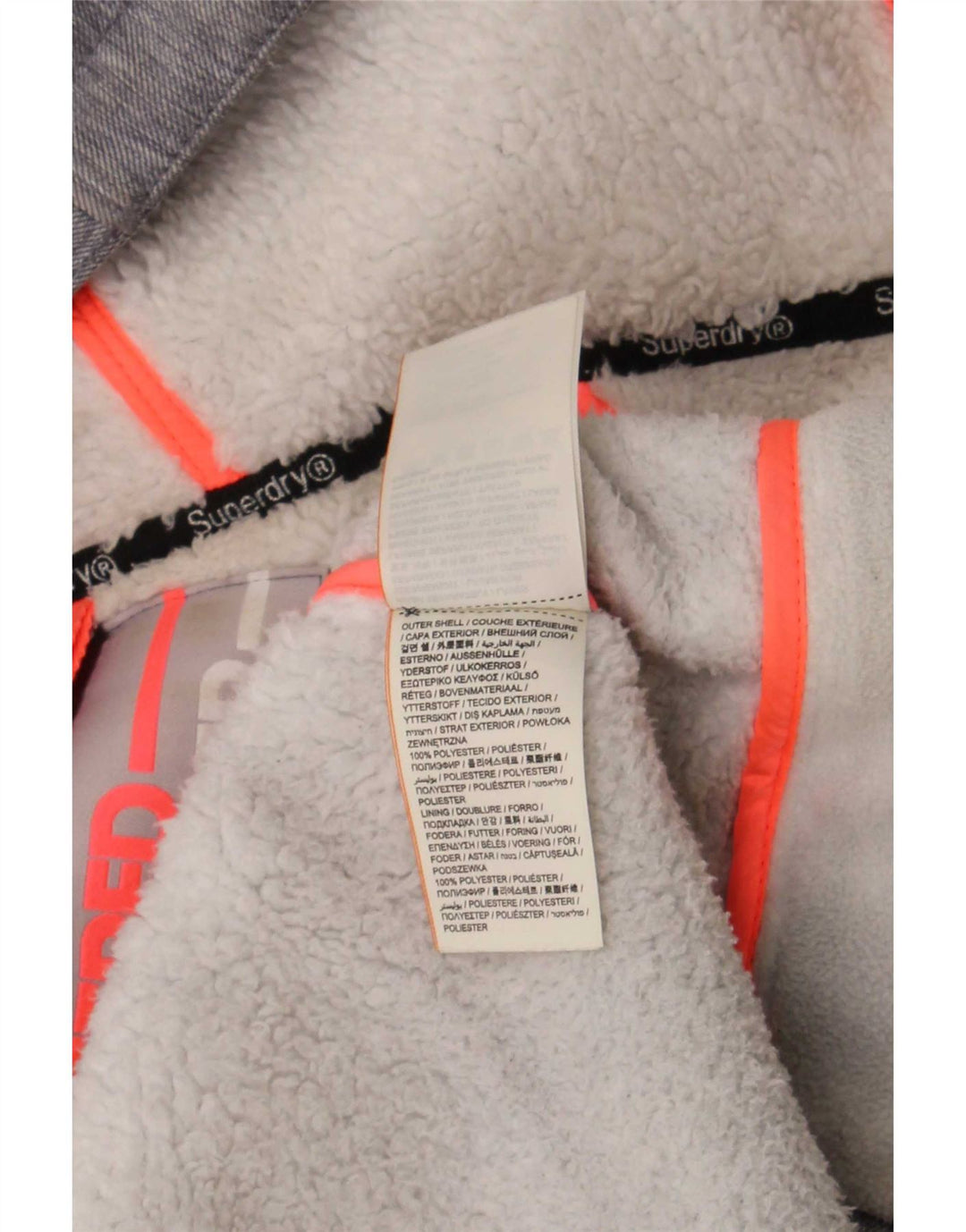 Superdry vindjakkejakke med hætte til kvinder UK 16 Stor grå polyester
