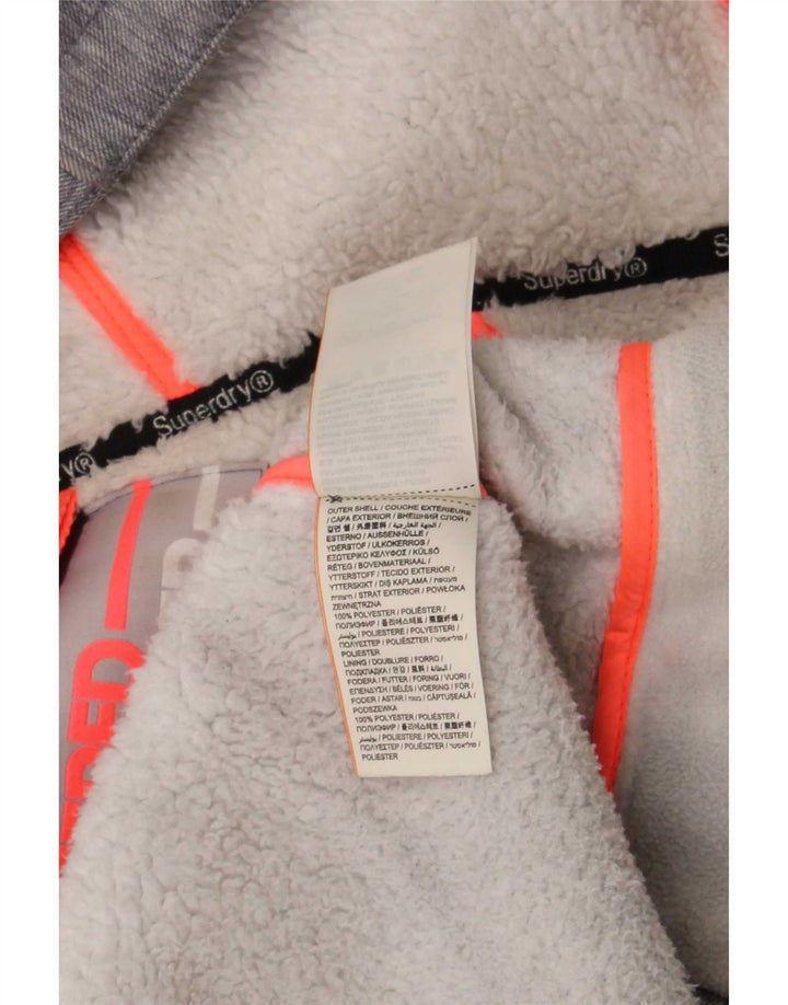 Superdry vindjakkejakke med hætte til kvinder UK 16 Stor grå polyester