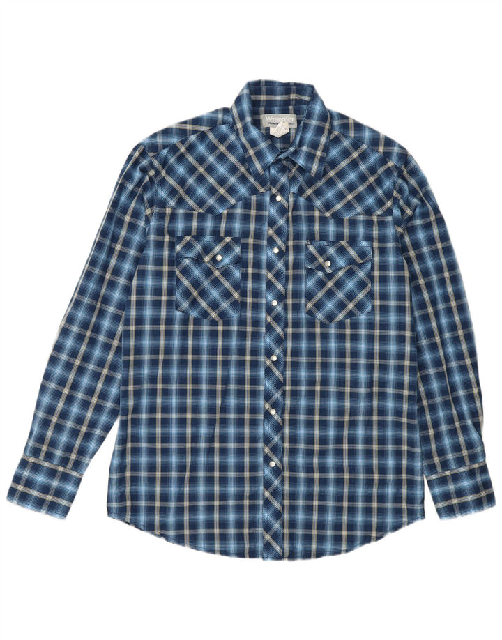 Wrangler Flanelskjorte til mænd Medium marineblå ternet bomuld
