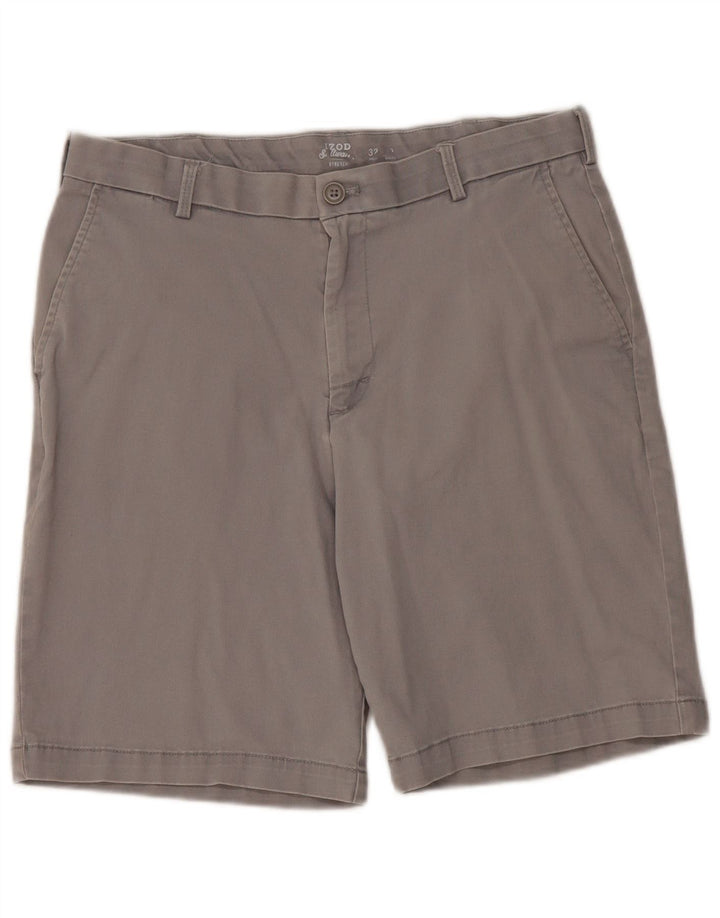 IZOD Herre Salt Water Chino Shorts W32 Medium Grey Bomuld