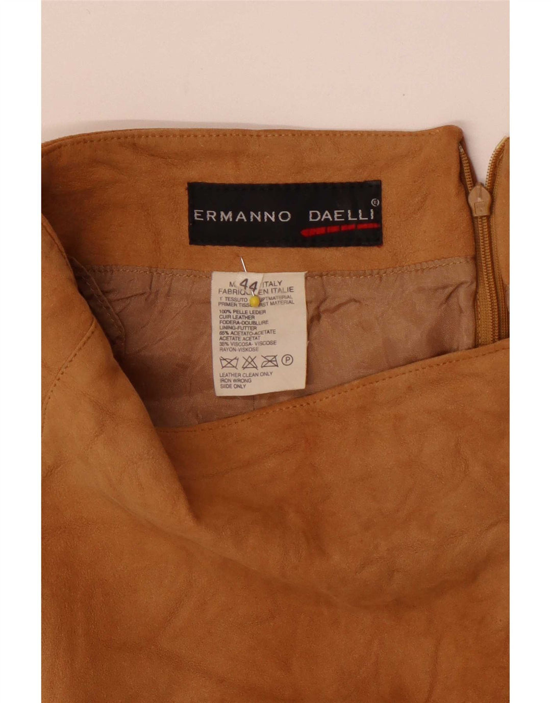 Ermanno Daelli Dame Ruskind Mini Nederdel IT 44 Medium W28 Brun Farveblok
