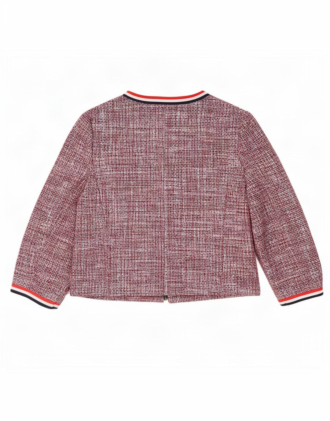 Marks & Spencer Dame Crop Blazer Jacket UK 12 Medium Red Flecked Bomuld