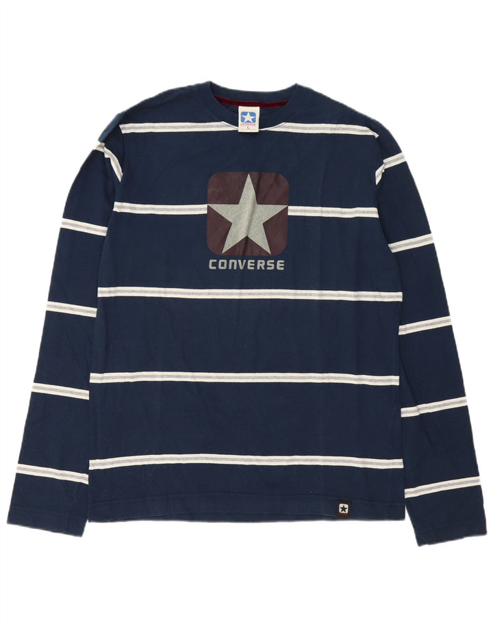 Converse Herre Grafisk Top Langærmet Stor Marineblå Stribet Bomuld
