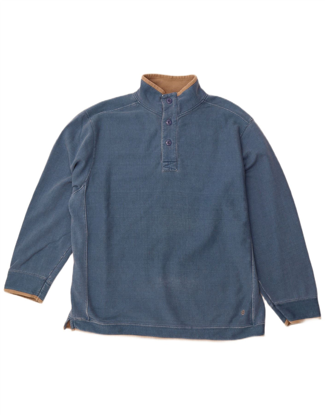 ANIMAL Herre Button Neck Sweatshirt Jumper XL Blå Bomuld