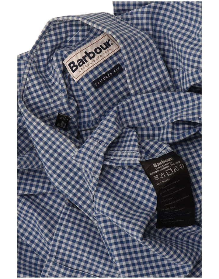 Barbour herre skræddersyet pasform skjorte XL blå Gingham bomuld