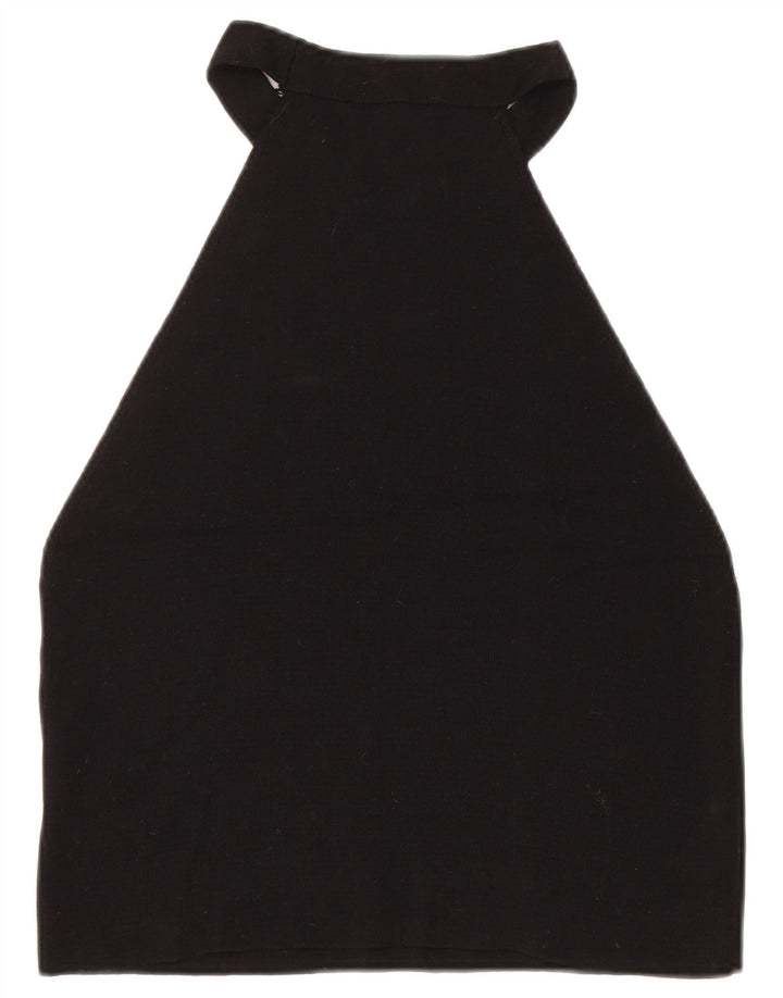 Topshop Dame Halter Crop Top UK 14 Large Black Viscose