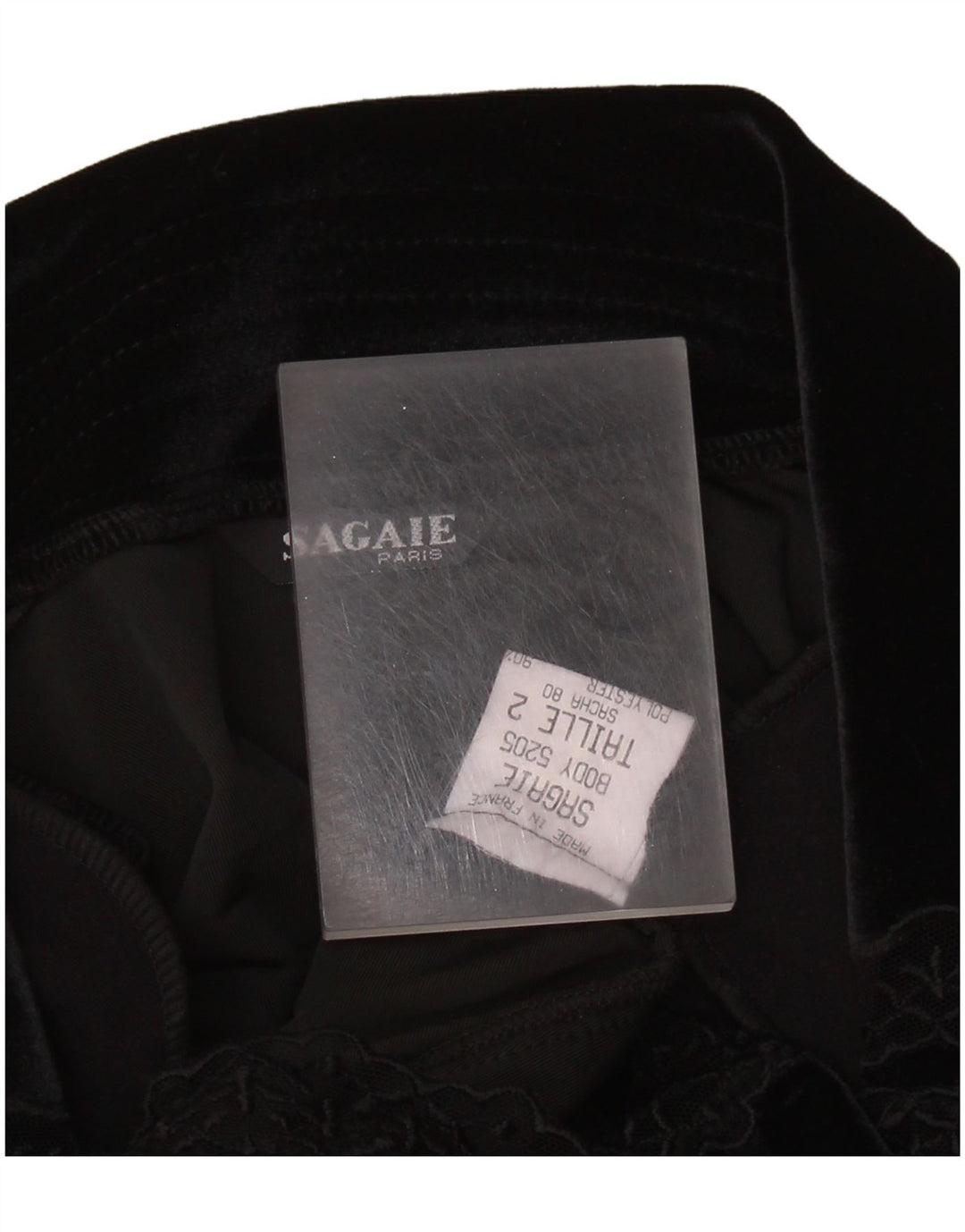 SAGAIE Langærmet Velvet Bodysuit til kvinder UK 12 Medium Sort Polyester