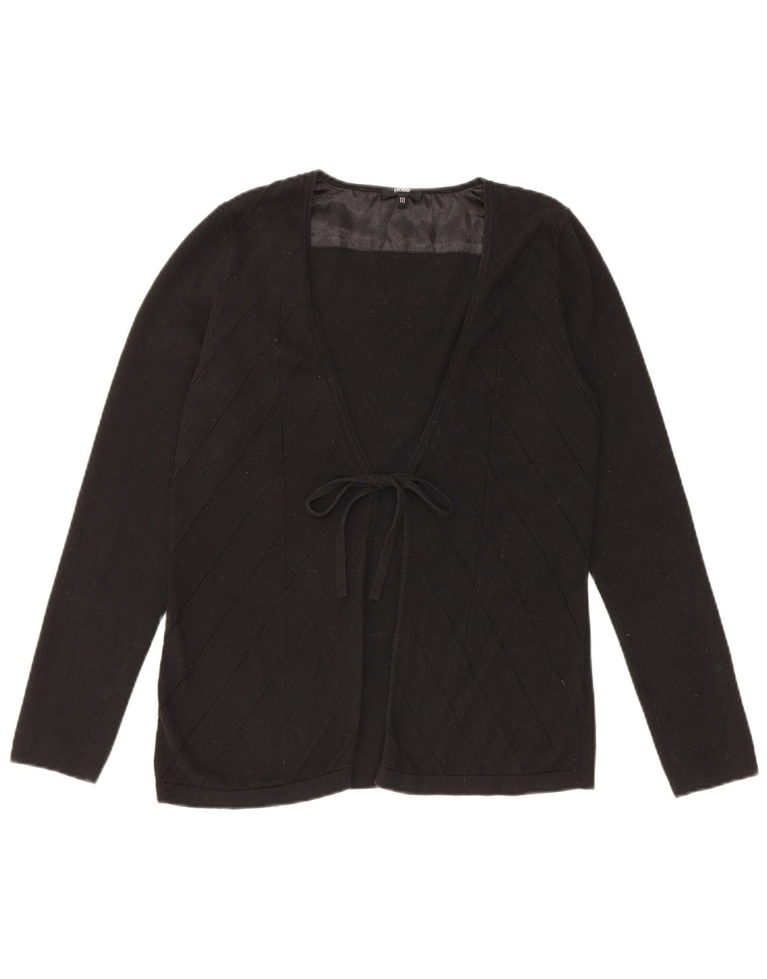 Hobbs Womens Front Tie Cardigan Sweater UK 10 Small Black Bomuld