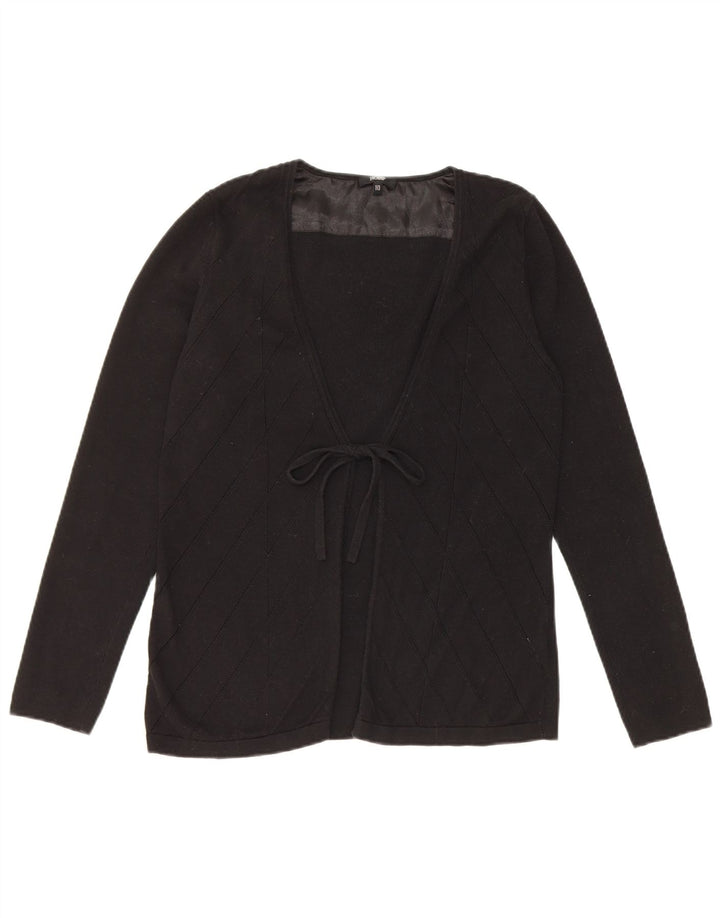 Hobbs Womens Front Tie Cardigan Sweater UK 10 Small Black Bomuld