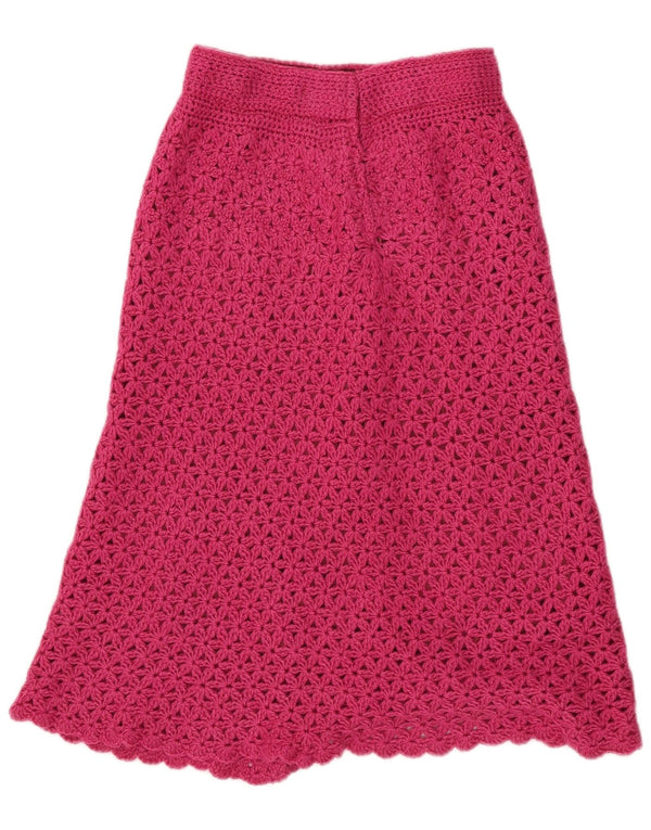 Vintage damestrikket A-line nederdel W28 Medium Pink