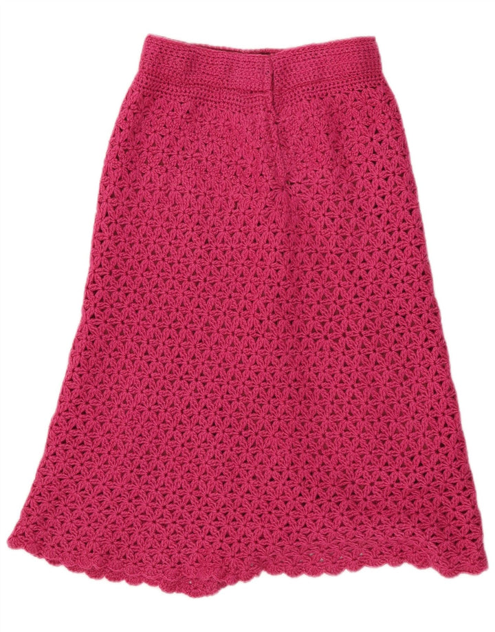 Vintage damestrikket A-line nederdel W28 Medium Pink