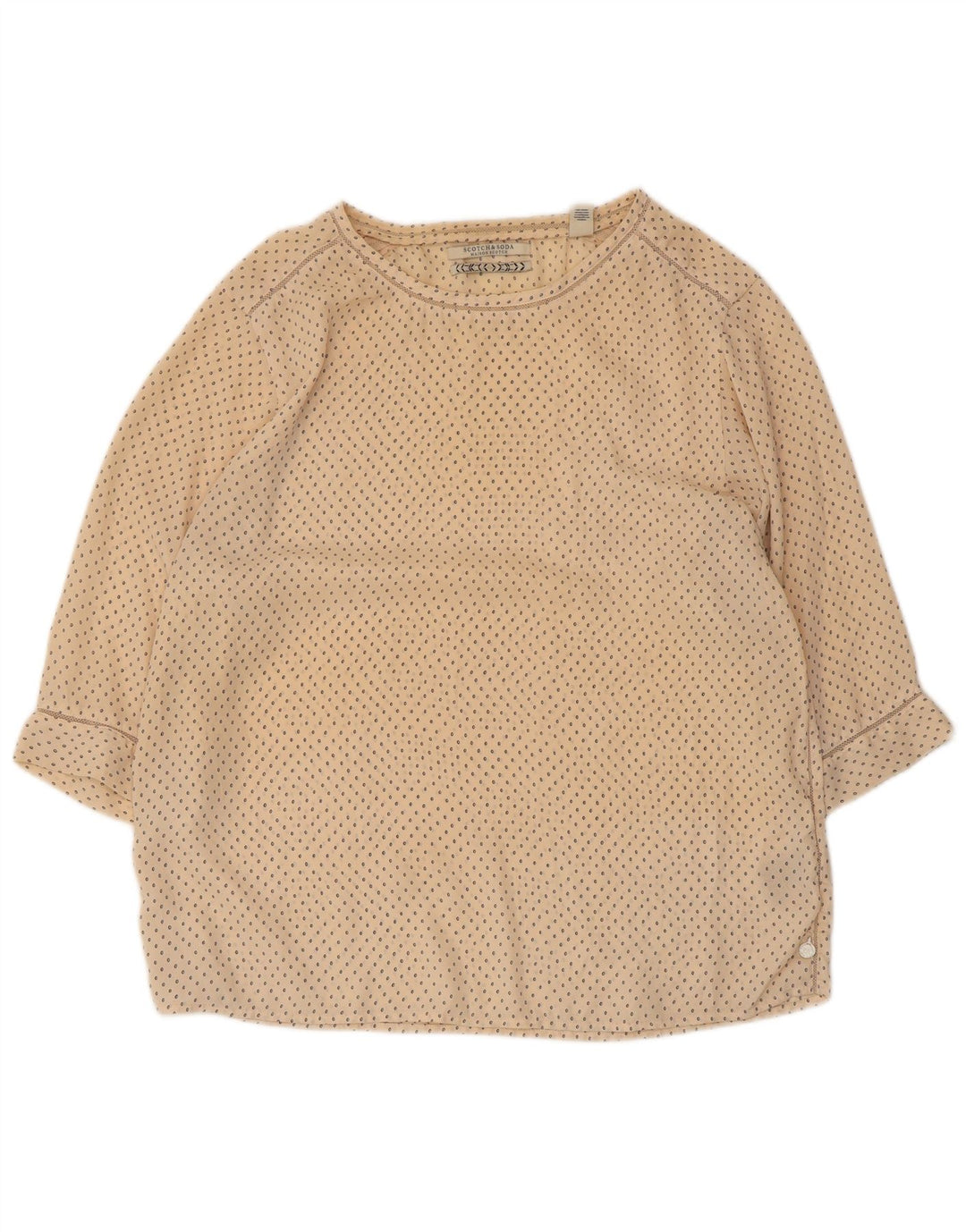 Scotch & Soda Dame 3/4 ærmet bluse Top US 3 Small Beige Plettet