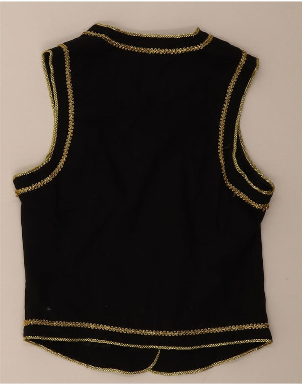 Vintage Dame ÅBEN vest IT 38 XS Sort Paisley Bomuld