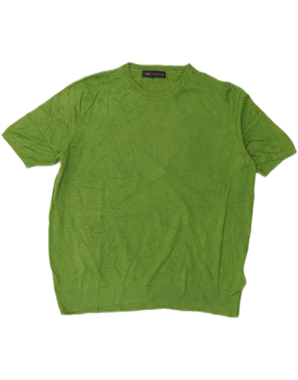 Marks & Spencer Womens Crew Neck Jumper Sweater UK 14 Medium Green