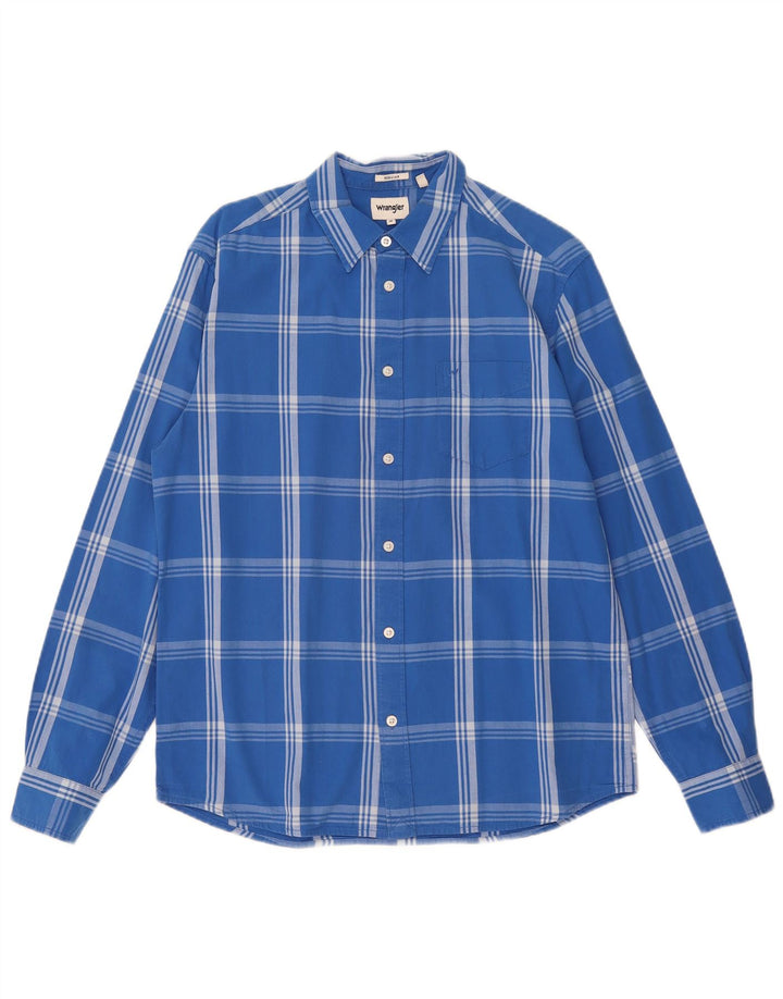 Wrangler Herre Regular Shirt Medium Blue Ternet Bomuld