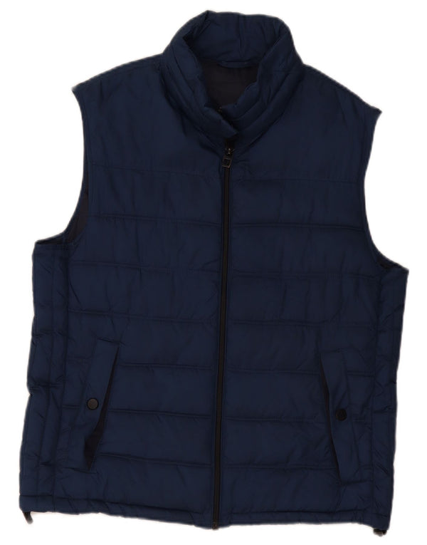 Zara Herre Polstret Gilet UK 42 Large Blue Polyester