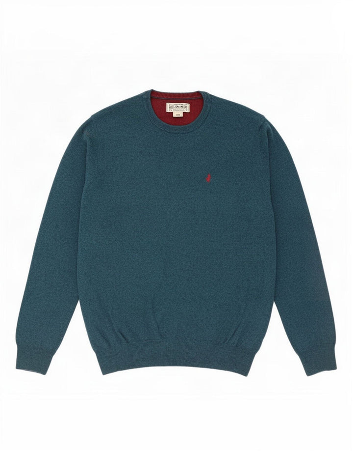 Marlboro Classics Herre Crew Neck Jumper Sweater Large Blue Wool