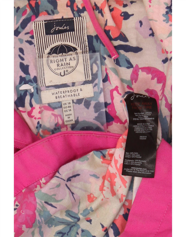 JOULES Regnjakke med hætte til kvinder UK 18 XL Pink Bomuld
