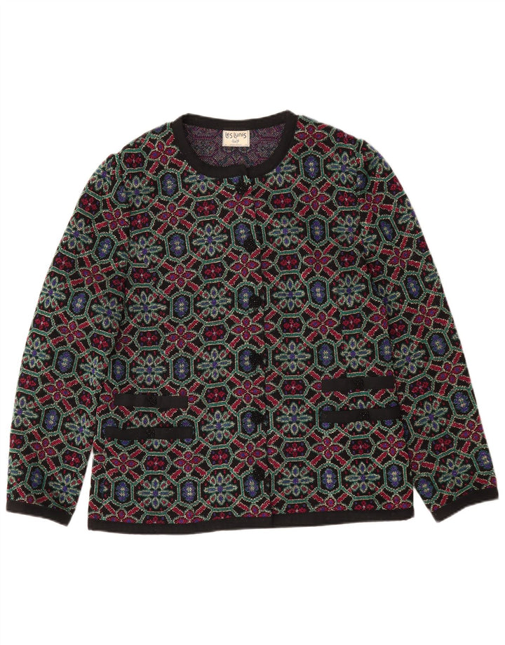 Les Lunis dame cardigan sweater IT 48 XL Flerfarvet geometrisk uld