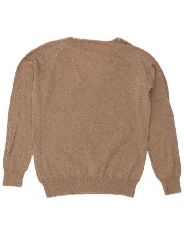 Zara Dame V-hals sweater UK 18 XL Beige Bomuld