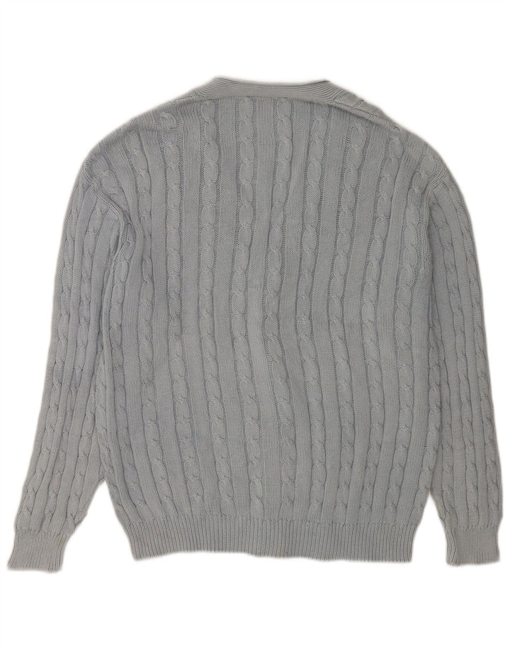 Stefanel Herre Cardigan Sweater Stor Blå Bomuld