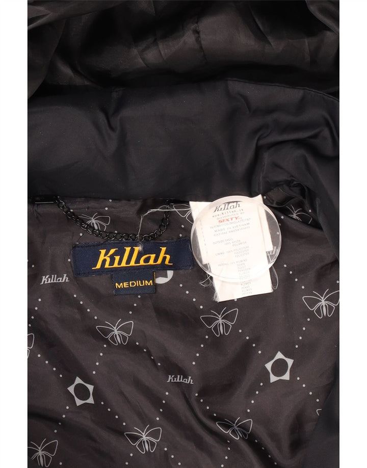 Killah, polstret jakke til kvinder, UK 14 Medium Sort Nylon