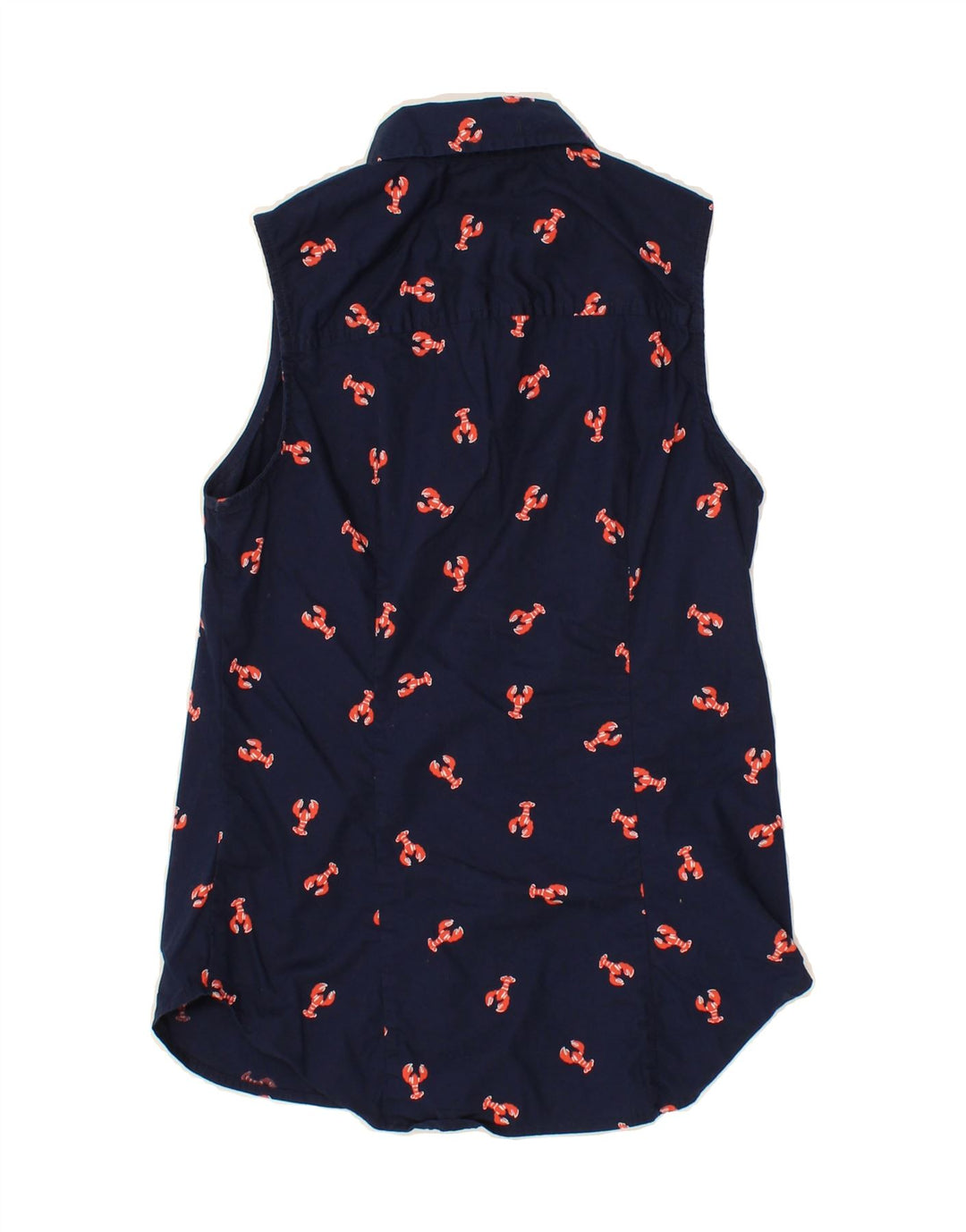 J. CREW Womens Abstract Pattern Sleeveless Shirt UK 2 2XS Navy Blue Cotton Vintage J. Crew and Second-Hand J. Crew from Messina Hembry 
