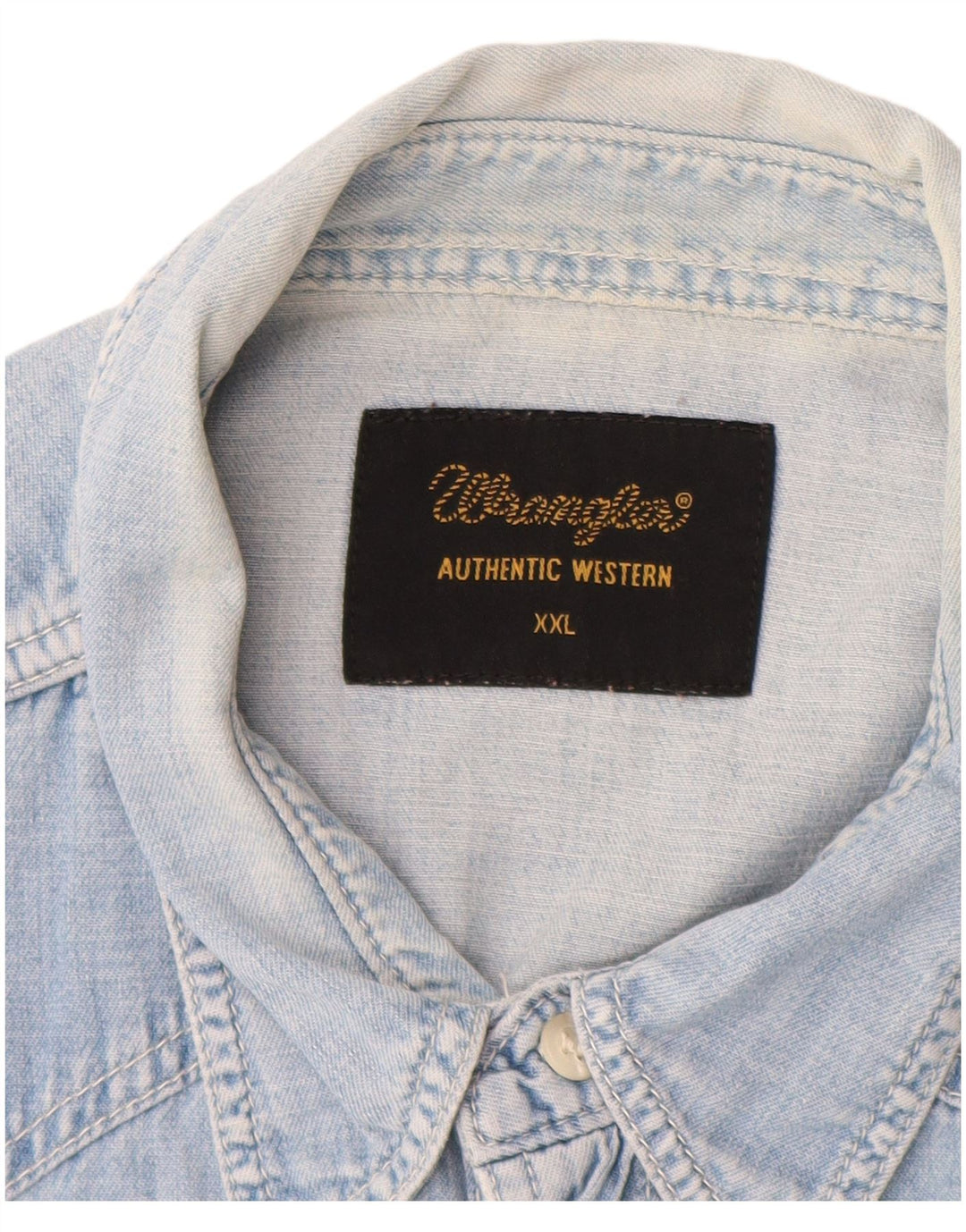 WRANGLER Kortærmet denimskjorte til mænd 2XL Blå