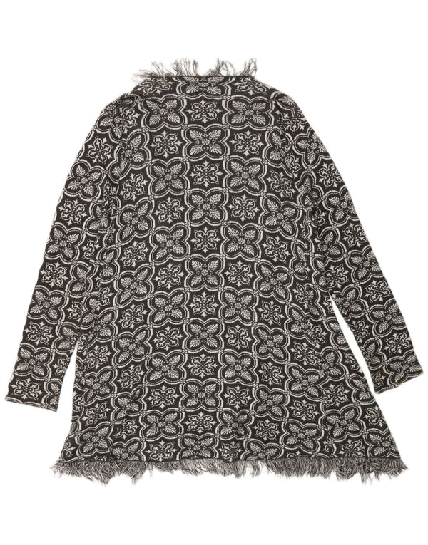 Billabong Womens Open Cardigan Sweater UK 10 Small Black Floral Acryl