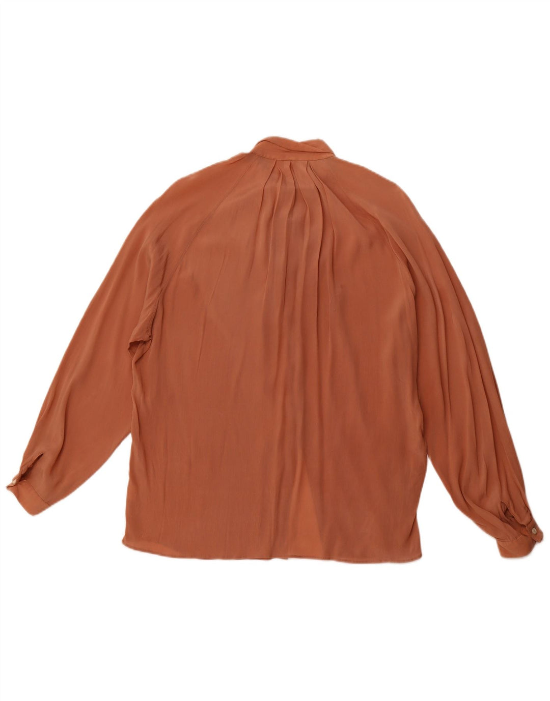 VINTAGE Dame Loose Fit Langærmet Skjorte Bluse IT 46 Stor Brun