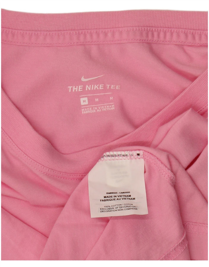 NIKE Dame Crop Grafisk T-Shirt Top UK 14 Medium Pink Bomuld