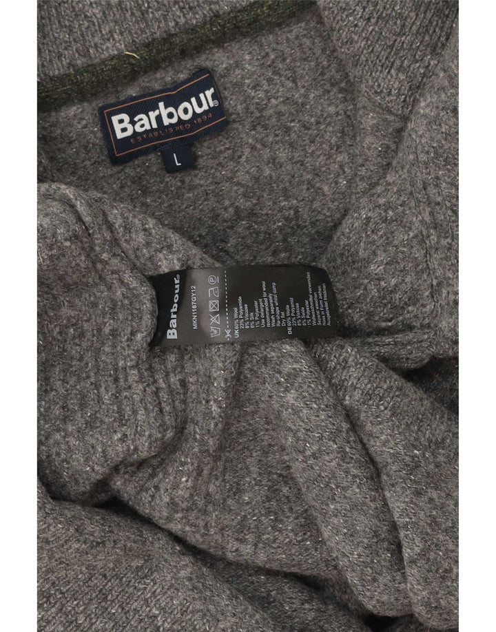 Barbour Dame Zip Neck Jumper Sweater UK 16 Large Grey Uld